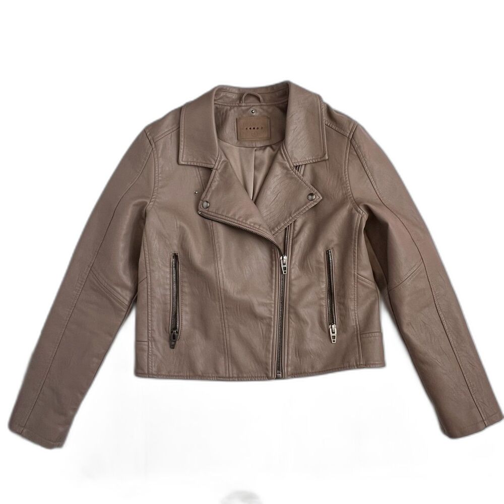 BlankNYC "Meant To Be" Hooded Moto Jacket - Mushroom Taupe